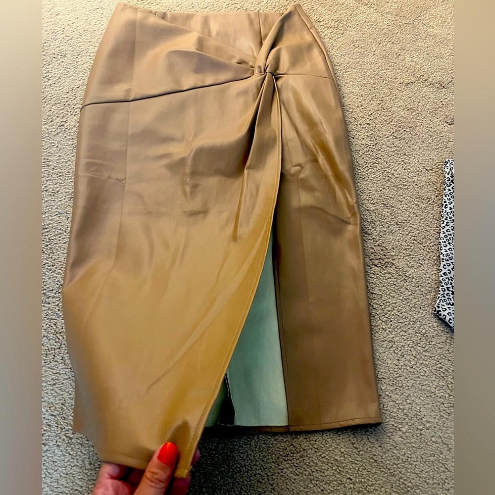 Vici faux leather pencil skirt with slit